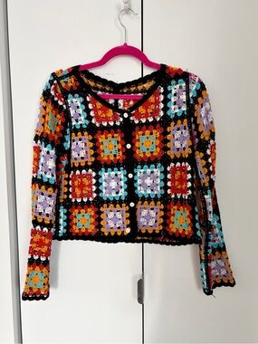 Handmade Multicolor Crochet Granny Square Top